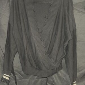 Black Frayed Edge Women's Sweater